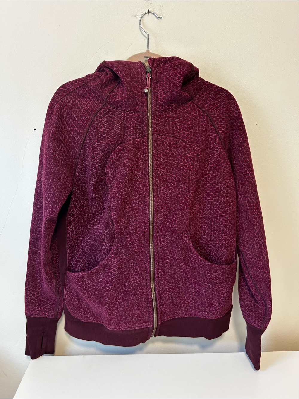lululemon athletica Maroon Zip-Up Hooded Bomber Jacket